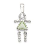 Sterling Silver Rhodium-plated CZ & August Glass Girl Pendant - Image 4