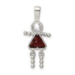 Sterling Silver Rhodium-plated CZ & January Glass Girl Pendant - Image 4