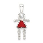 Sterling Silver Rhodium-plated CZ & July Glass Girl Pendant - Image 4