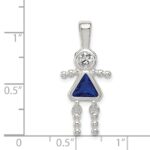Sterling Silver Rhodium-plated CZ & September Glass Girl Pendant - Image 3