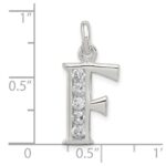 Sterling Silver White CZ Letter F Initial Pendant - Image 4