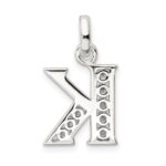Sterling Silver White CZ Letter K Initial Pendant - Image 3