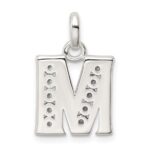 Sterling Silver White CZ Letter M Initial Pendant - Image 3