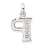 Sterling Silver White CZ Letter P Initial Pendant - Image 3