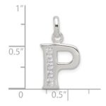 Sterling Silver White CZ Letter P Initial Pendant - Image 4