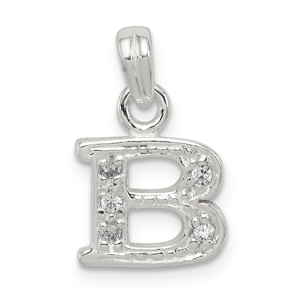 QC6717B.jpg Sterling Silver CZ Letter B Initial Pendant - Image 1