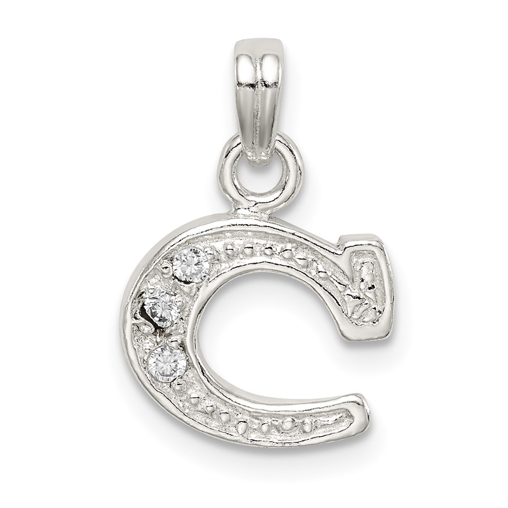 QC6717C.jpg Sterling Silver CZ Letter C Initial Pendant - Image 1