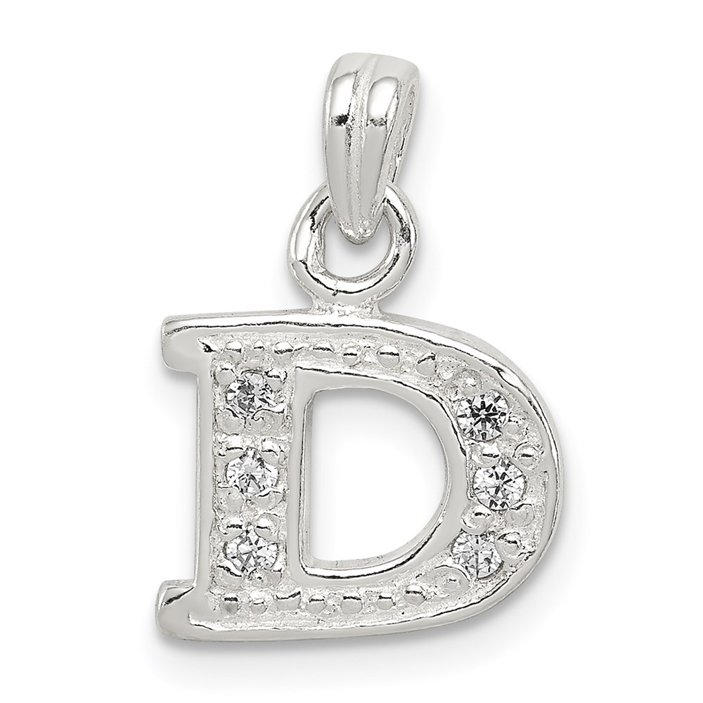 QC6717D.jpg Sterling Silver CZ Letter D Initial Pendant - Image 1