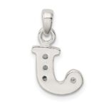 Sterling Silver CZ Letter J Initial Pendant - Image 3