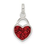 Sterling Silver Red Stellux Crystal Polished Heart Pendant - Image 4
