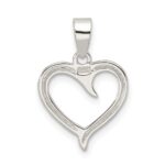 Sterling Silver Polished Fancy Open Heart Pendant - Image 3