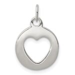 Sterling Silver Polished Circle with Punch Out Heart Charm