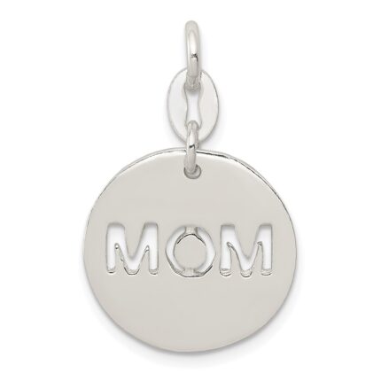 Sterling Silver Polished Circle Mom Charm