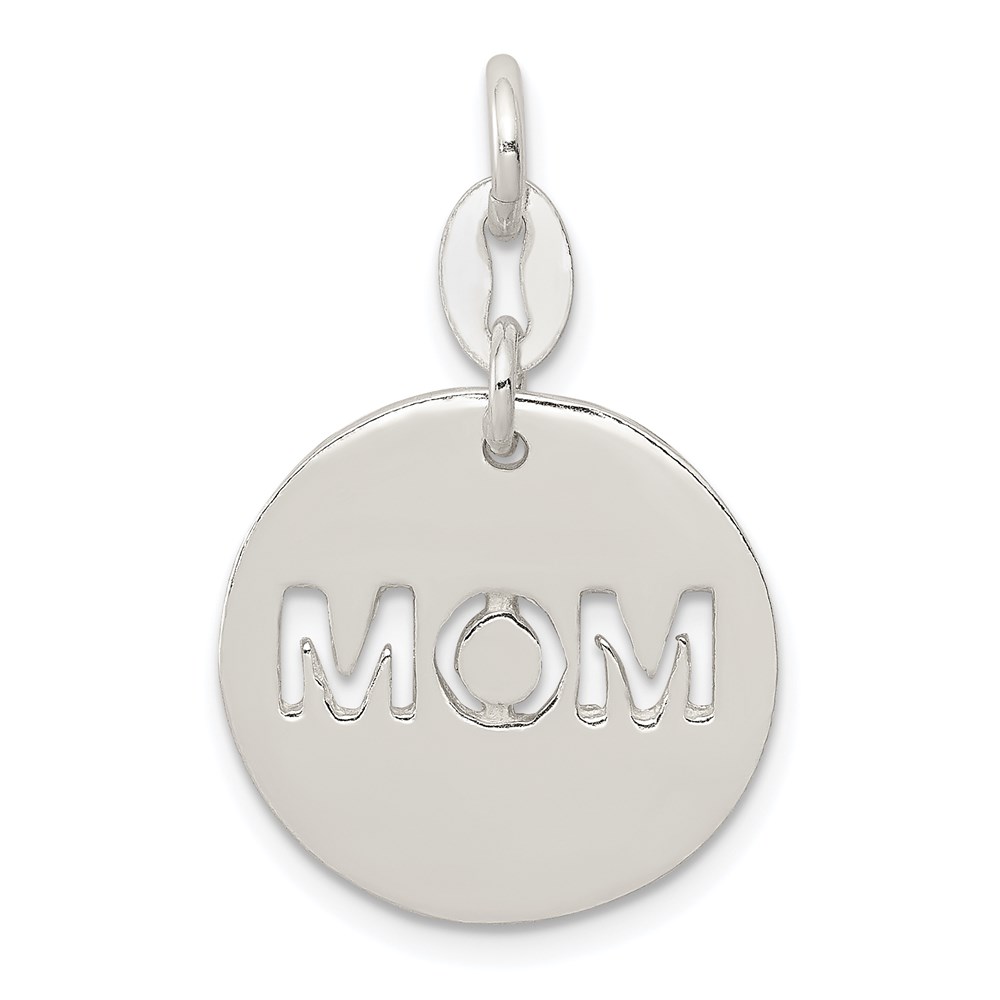 QC6761.jpg Sterling Silver Polished Circle Mom Charm - Image 1