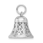 Sterling Silver Rhodium-platedPolished Movable Bell Charm - Image 2