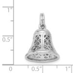 Sterling Silver Rhodium-platedPolished Movable Bell Charm - Image 3