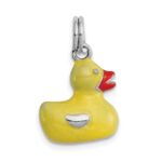 Sterling Silver Rhodium-plated Enamel Duck Charm - Image 3
