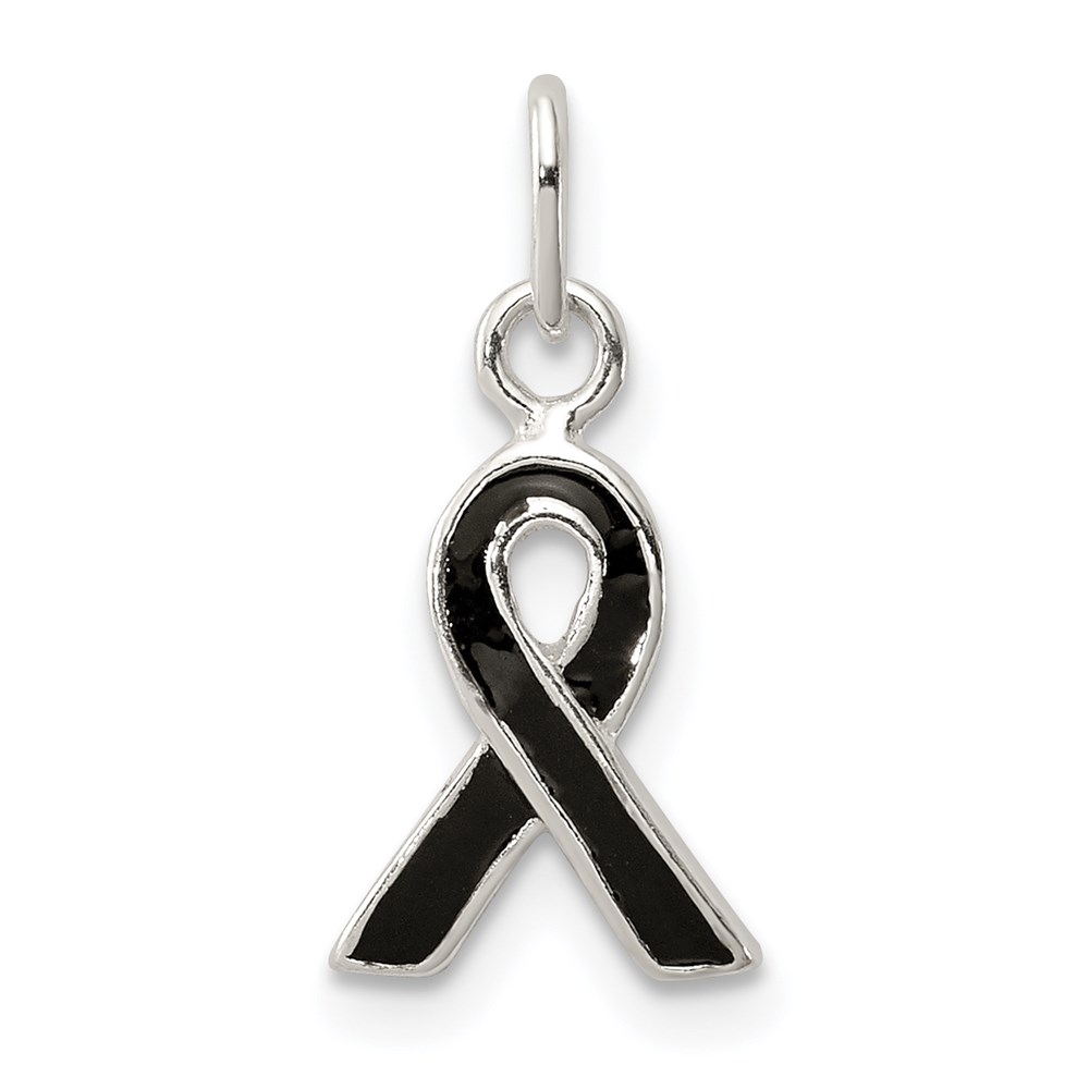 QC6839.jpg Sterling Silver Black Enameled Awareness Charm - Image 1
