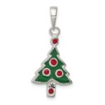 Sterling Silver Enameled Christmas Tree Pendant