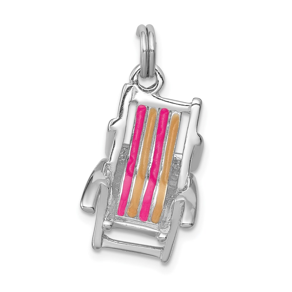 QC6911.jpg Sterling Silver Rhodium-platedEnamel Beach Chair Charm - Image 1