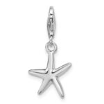 Sterling Silver Rhodium-plated Polished Starfish Charm - Image 3