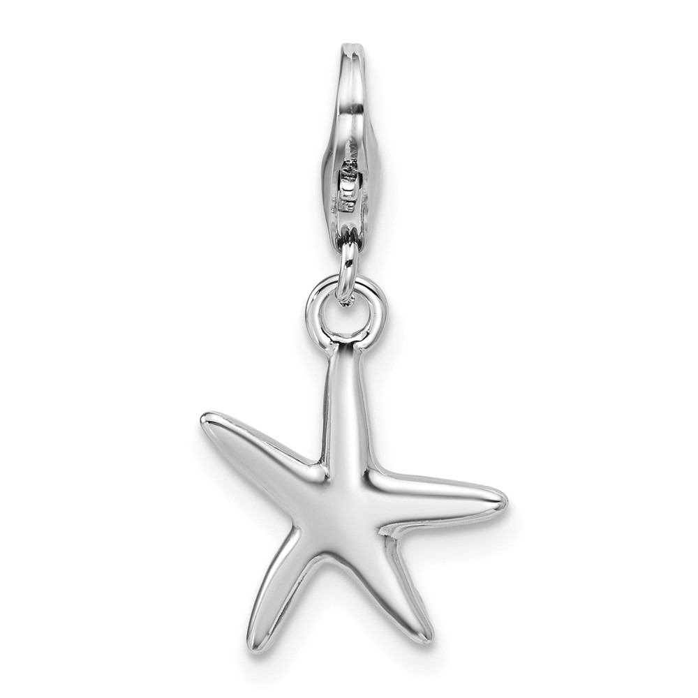 QC6921.jpg Sterling Silver Rhodium-plated Polished Starfish Charm - Image 1