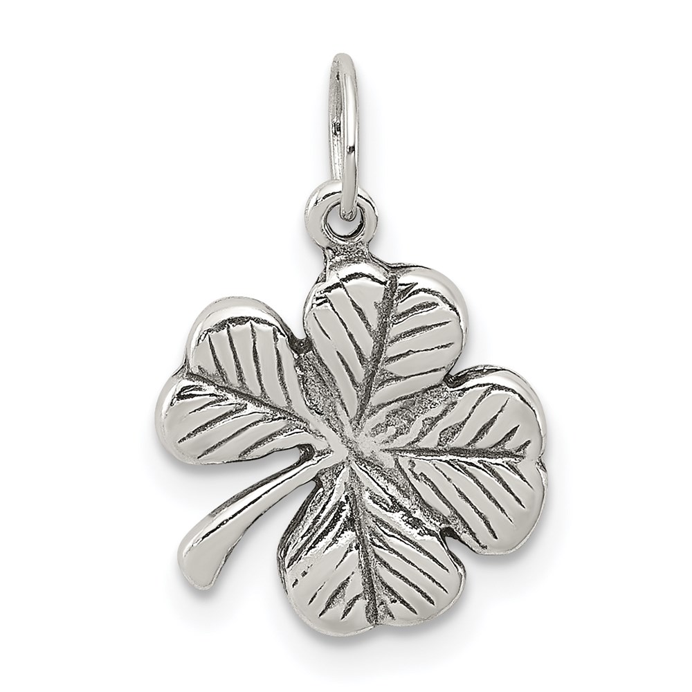 QC6996.jpg Sterling Silver Antiqued 4-Leaf Clover Charm - Image 1