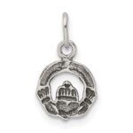 Sterling Silver Mini Antiqued Claddagh Charm - Image 4