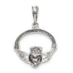 Sterling Silver Antiqued Claddagh Pendant - Image 4