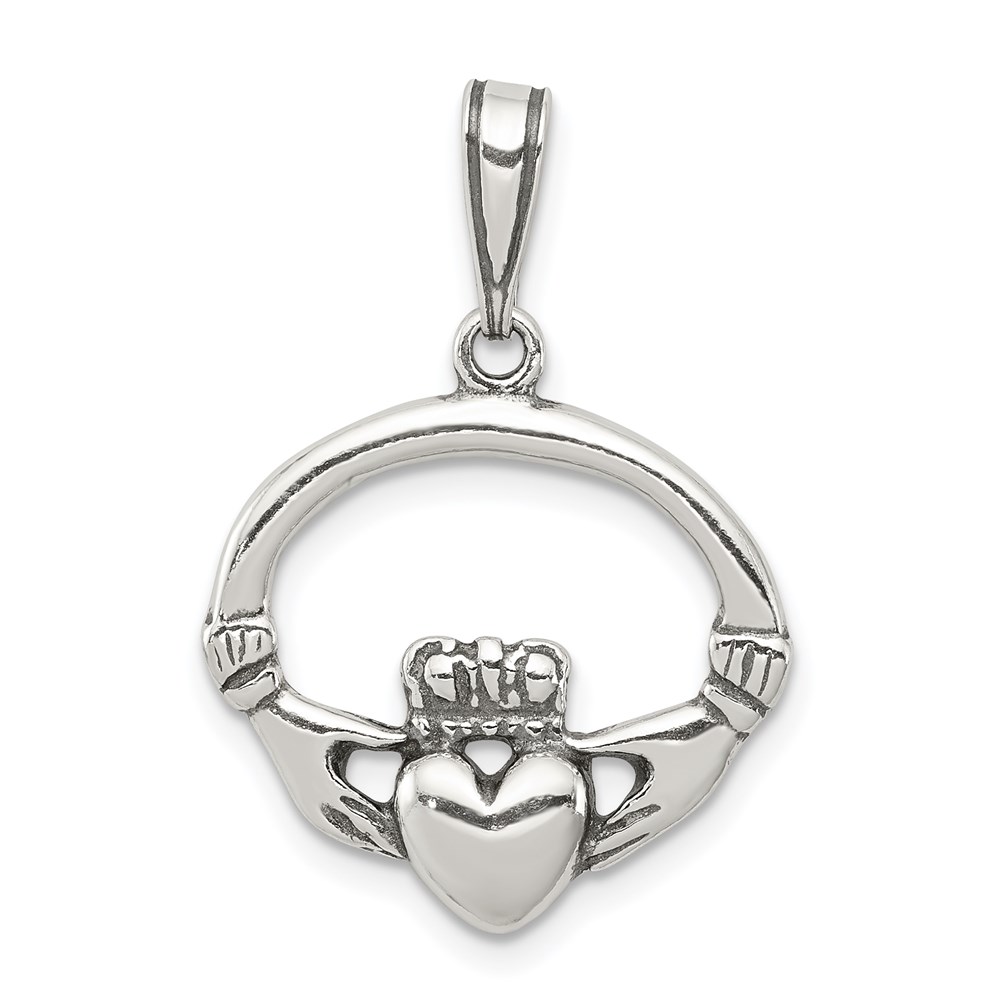 QC7003.jpg Sterling Silver Antiqued Claddagh Pendant - Image 1
