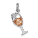 Sterling Silver Rhodium-platedCZ Champagne Glass Charm - Image 3