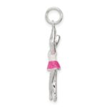 Sterling Silver Pink & White Enamel with Glitter Ballerina Charm - Image 2