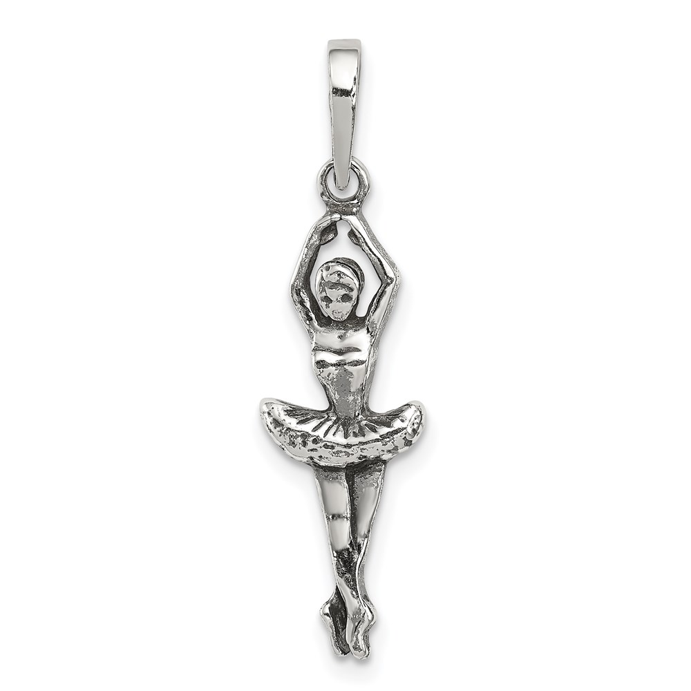 QC7096.jpg Sterling Silver Antiqued Ballerina Pendant - Image 1