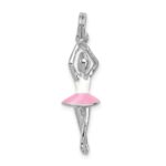 Sterling Silver Rhodium-platedEnamel Ballerina Charm