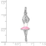 Sterling Silver Rhodium-platedEnamel Ballerina Charm - Image 4