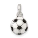 Sterling Silver Black & White Enameled Soccer Ball Charm - Image 4