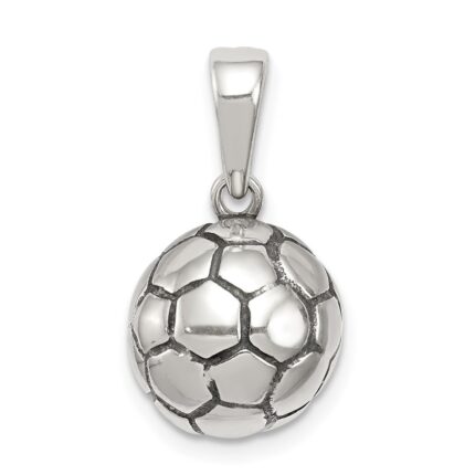 Sterling Silver Antiqued Soccer Ball Pendant