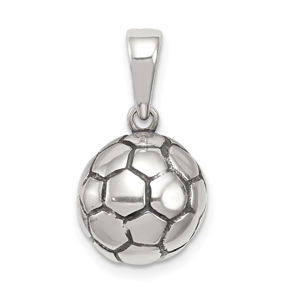QC7138.jpg Sterling Silver Antiqued Soccer Ball Pendant - Image 1