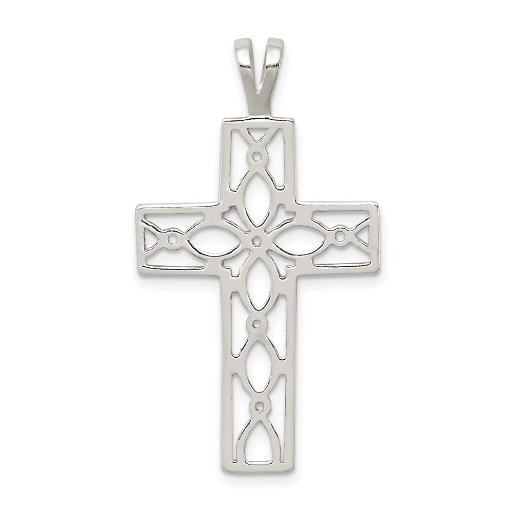 QC7227.jpg Sterling Silver Polished Cross Pendant - Image 1
