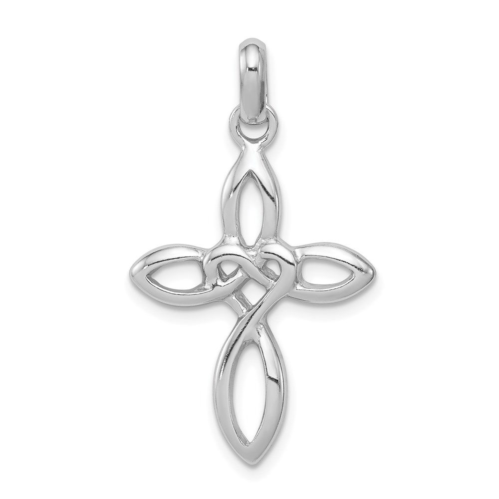 QC7234.jpg Sterling Silver Rhodium Plated Cross Pendant - Image 1