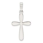 Sterling Silver Polished and Textured Cross Pendant - Image 4