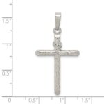 Sterling Silver Polished and Textured INRI Cross Pendant - Image 3