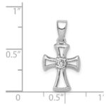 Sterling Silver Rhodium Plated CZ Open Cross Pendant - Image 4
