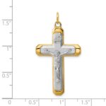 Sterling Silver Platinum-plated Satin/Polished Vermeil Corpus Cross Pendant - Image 4