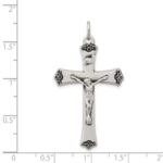 Sterling Silver Antiqued Satin Halo and Corpus Cross Pendant - Image 3