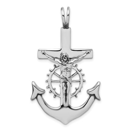 Sterling Silver Antiqued Mariner Crucifix Charm