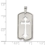 Sterling Silver Satin Antiqued Dog Tag with Cut out Cross Pendant - Image 3