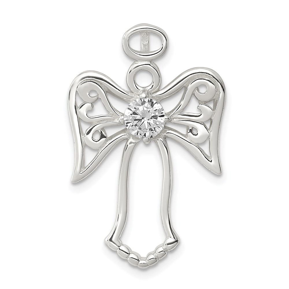 QC7386.jpg Sterling Silver CZ Angel Pendant - Image 1