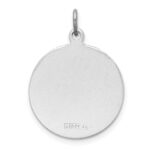 Sterling Silver Platinum-plated Brushed Confirmation Medal Pendant - Image 3