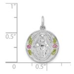 Sterling Silver Platinum-plated Polished Epoxy Miraculous Medal Pendant - Image 3